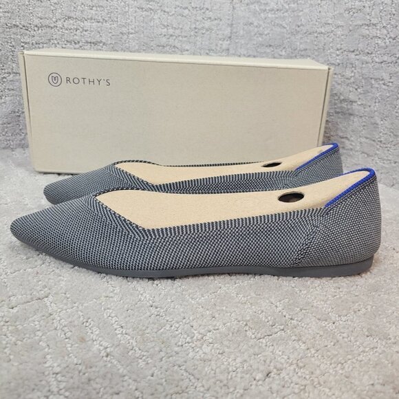 Rothys The Point Cloud Grey Pointed Toe Slip on Flat Shoes Multiple Sizes - Picture 3 of 12